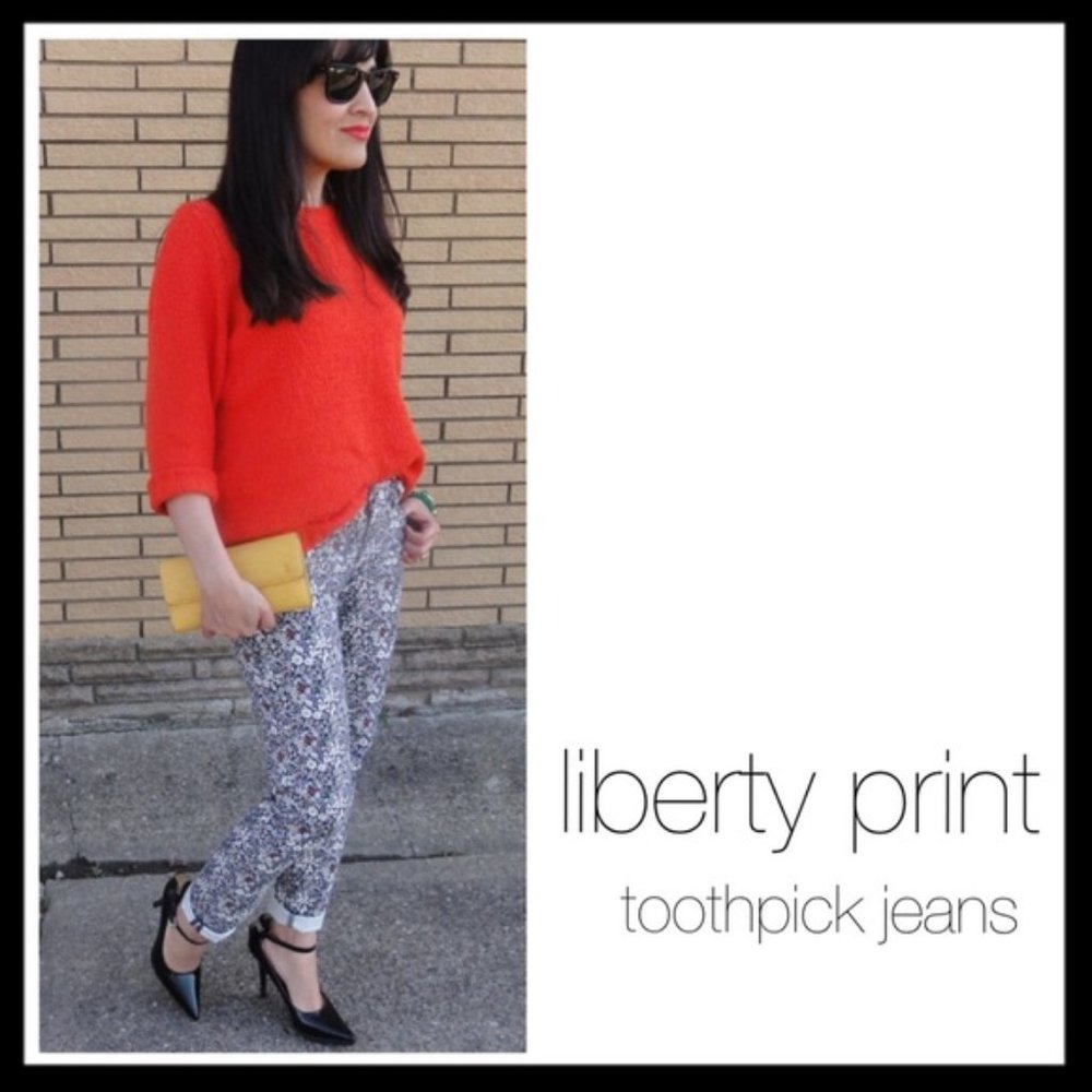 j. crew // liberty print toothpick jeans⭐️